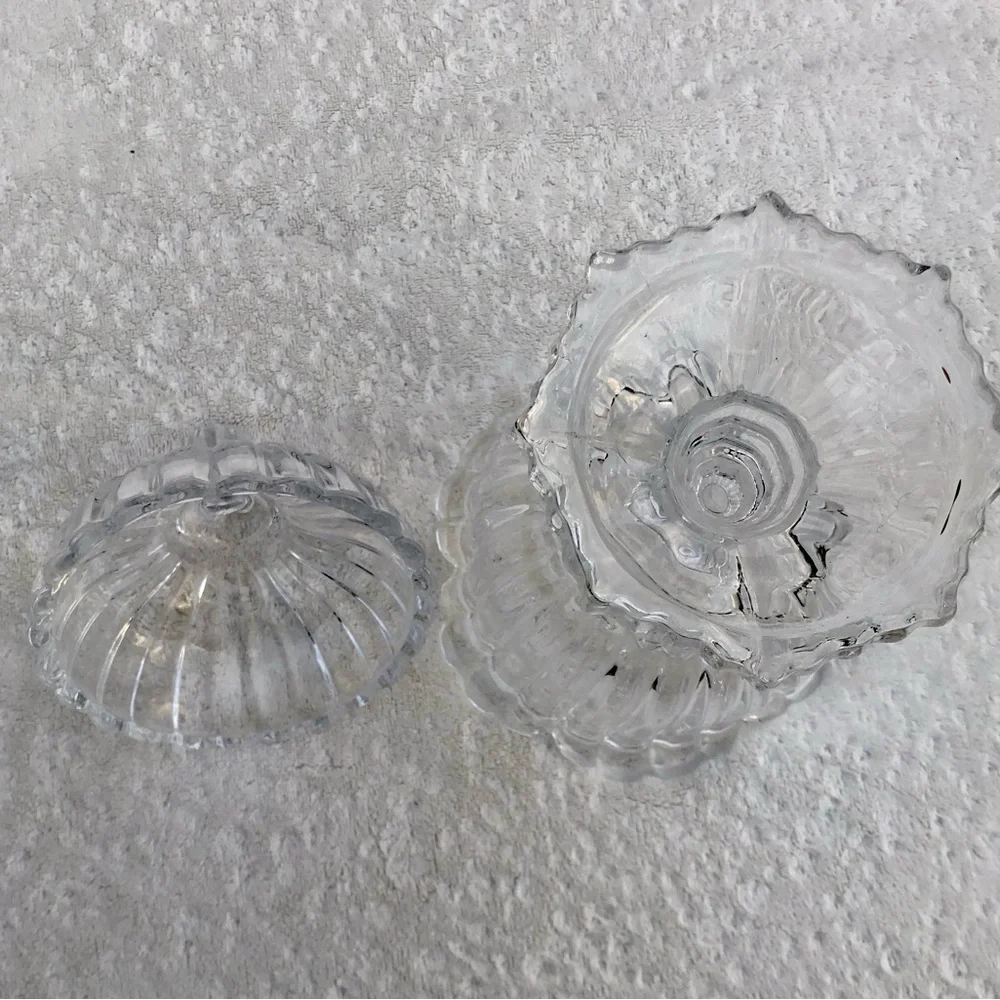 Soga Steep Cut Glass Candy Bowl w. Lid